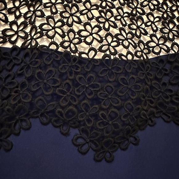 3.1 Phillip Lim cream and navy silk mini dress with black floral overlay- size 8 - Picture 7 of 12